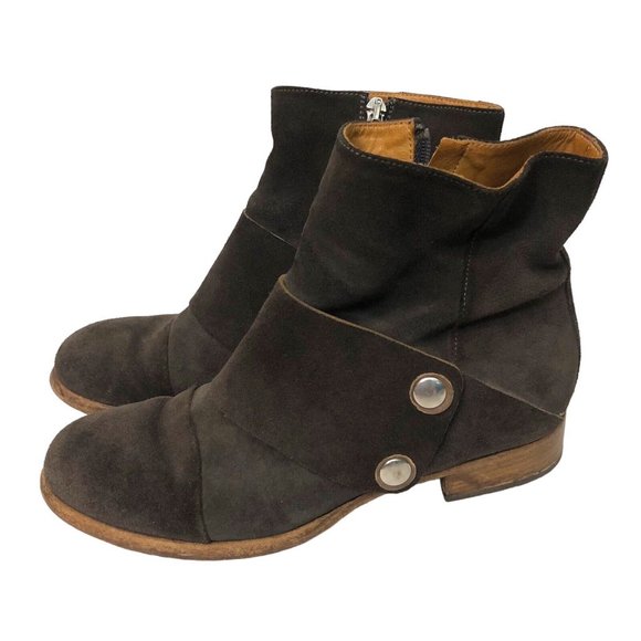 Alberto Fermani Brown Leather Suede Side zip Ankle Boot Retro Rustic Western 37 - Picture 1 of 7